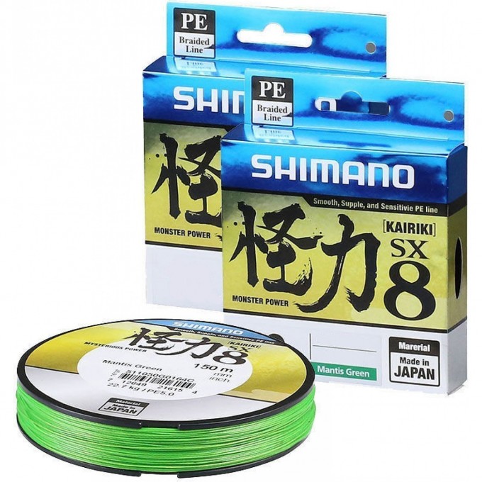 Леска плетёная SHIMANO KAIRIKI PE SX8 150м ЗЕЛЕНАЯ 0.250мм, 21.0kg 511030G0164MC Леска плетёная SHIMANO KAIRIKI PE SX8 150м ЗЕЛЕНАЯ 0.250мм, 21.0kg 511030G0164MC